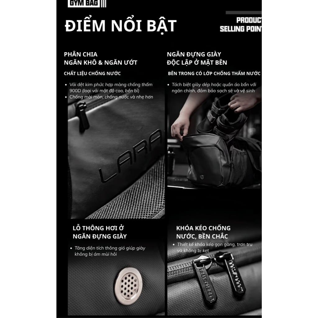  LS1088 - TÚI TẬP GYM THỂ THAO CHỐNG NƯỚC 