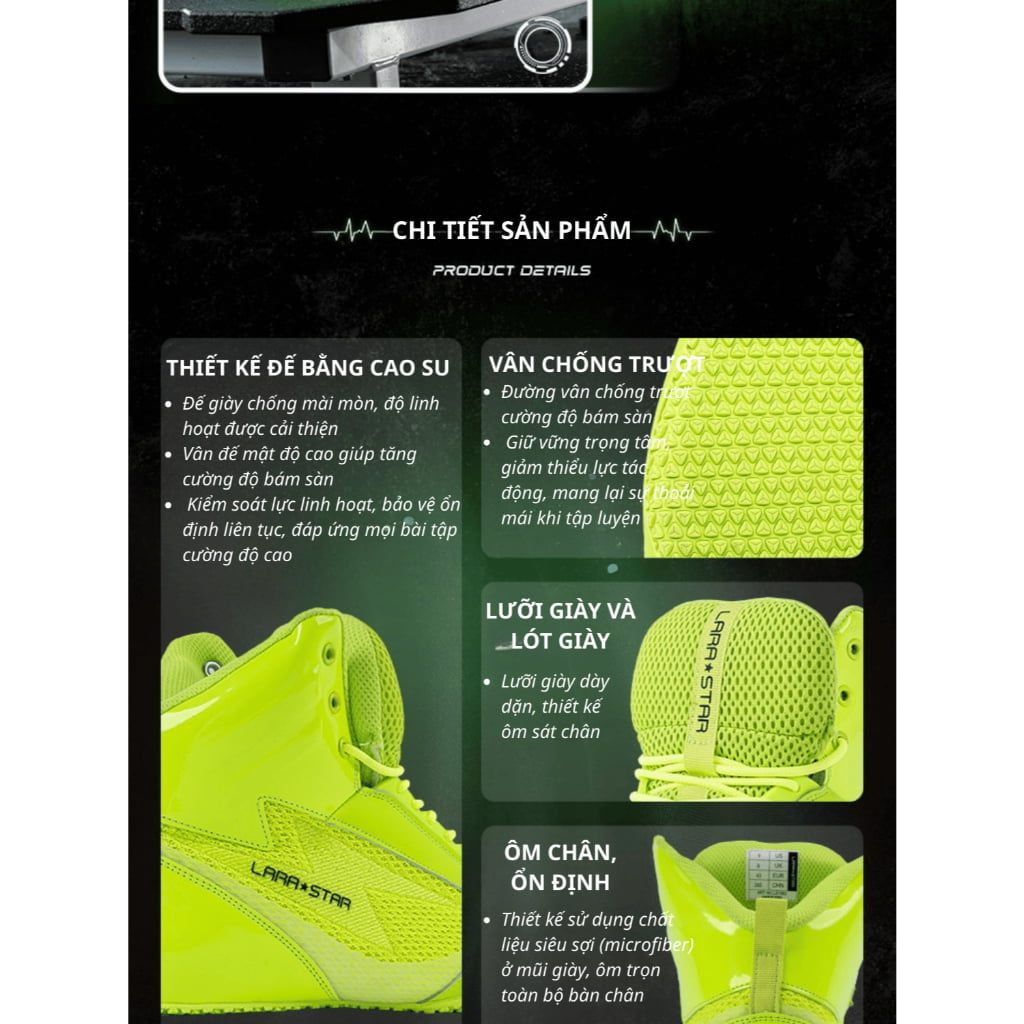  LS1082 - GIÀY TẬP SQUAT, CỬ TẠ CỔ CAO SIÊU BÁM SÀN VER II 