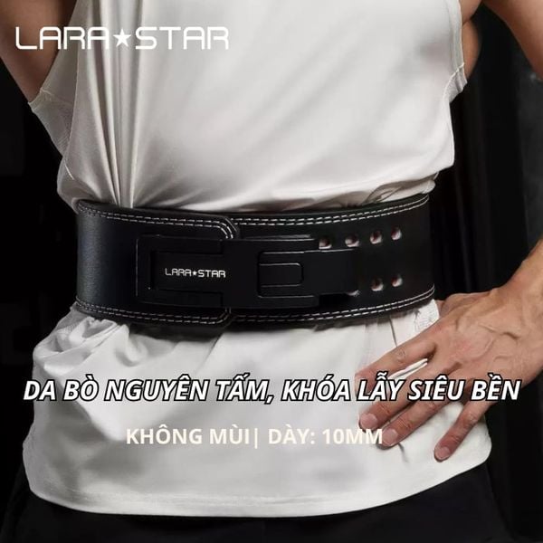  LS0893 - ĐAI LƯNG TẬP GYM KHÓA LẪY DA BÒ NGUYÊN TẤM 