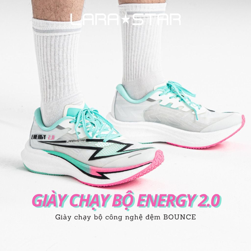 [GIÁ TỐT] Giày Chạy Bộ Thể Thao Lara Star Energy 2.0 LS1037 Siêu Nhẹ,Thoáng Khí, Tấm Đẩy PeBax 