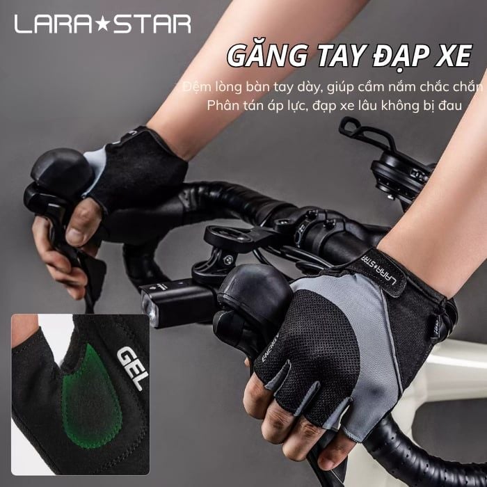  LS0740 - GĂNG TAY ĐẠP XE, TẬP GYM CÓ GEL CHỐNG SỐC 