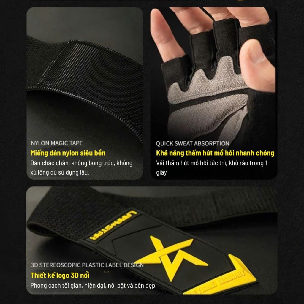  LS0738 - GĂNG TAY TẬP GYM CÓ SILICON CHỐNG TRƯỢT 