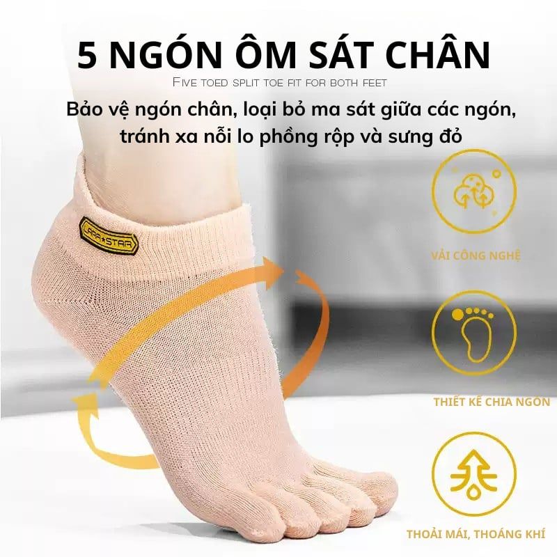  LS0028 - TẤT THỂ THAO CỔ THẤP 5 NGÓN 