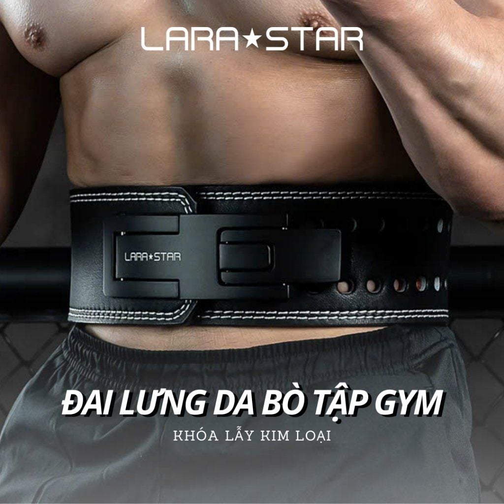  LS0893 - ĐAI LƯNG TẬP GYM KHÓA LẪY DA BÒ NGUYÊN TẤM 
