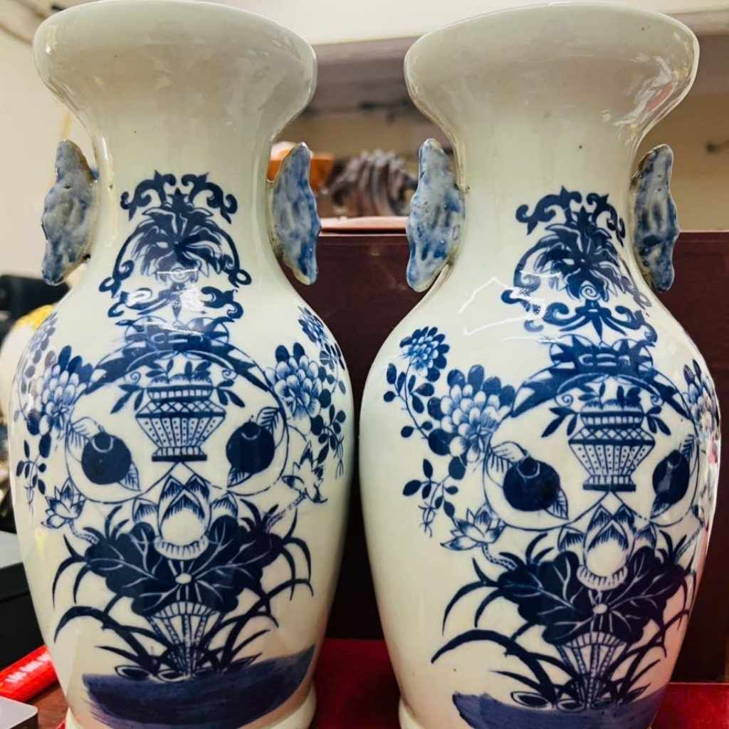  Cặp Lục Bình Gốm Sứ Men Lam BKCECN-10262 