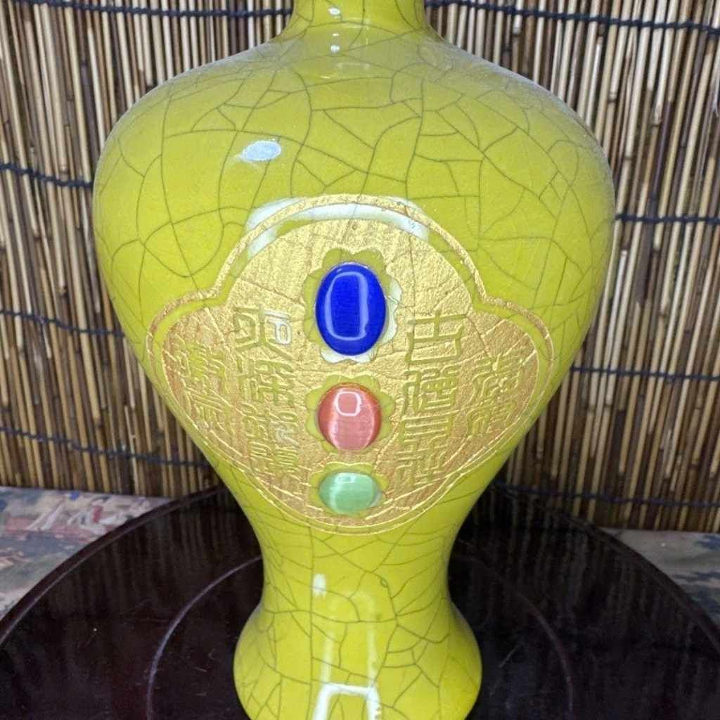  Bình Gốm Men Rạn Cổ Cao đính đá BKCECN-10257 