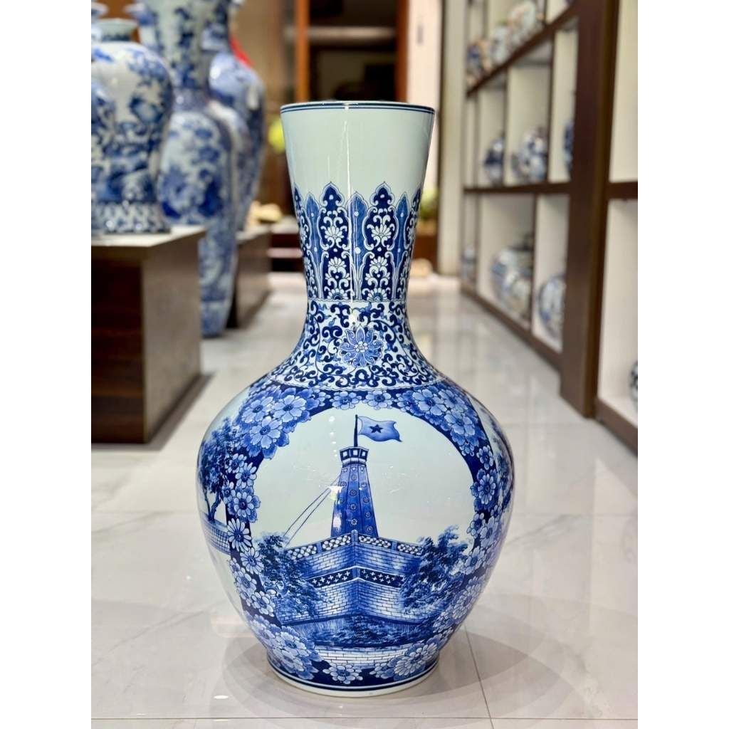  Bình Gốm Cắm Hoa Đào Trang Trí Vẽ Tay BKCECN-10258 