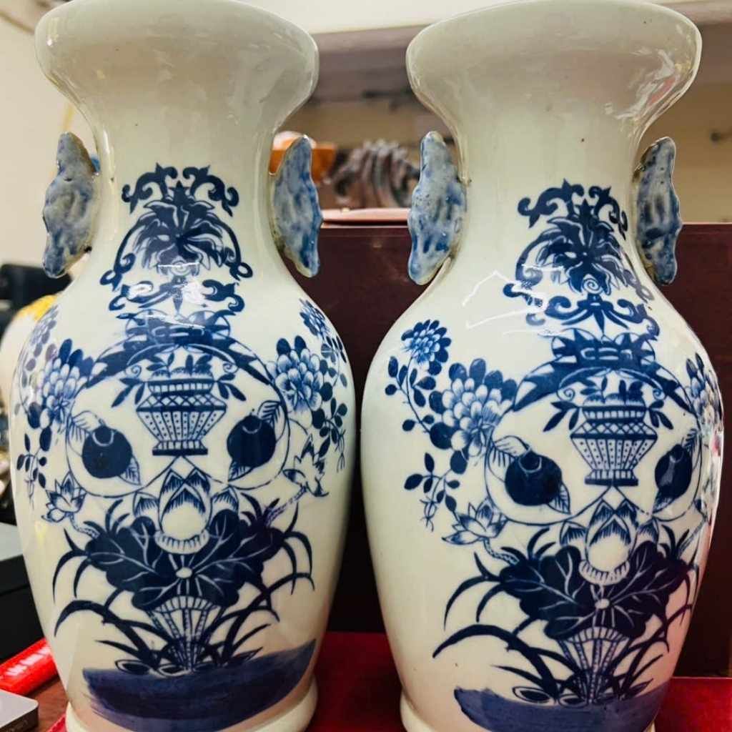  Cặp Lục Bình Gốm Sứ Men Lam BKCECN-10262 