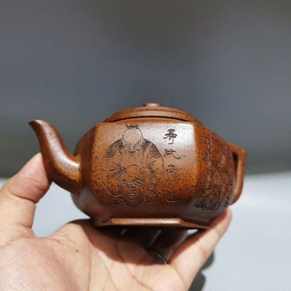  Ấm Trà gốm Tử Sa khắc Thần Tài BKCECN-10259 