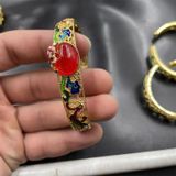  Vòng Tay Kim Loại Mạ Vàng 18K Nghệ Thuật Đính Đá Quý BKJECN-9510 