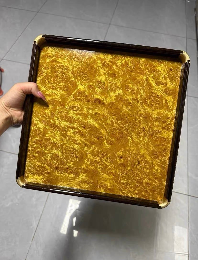  🌳 KHAY TRÀ GỖ MUN KHẢM HOÀNG CHƯƠNG VÂN NU CAO CẤP kt 30* 30 