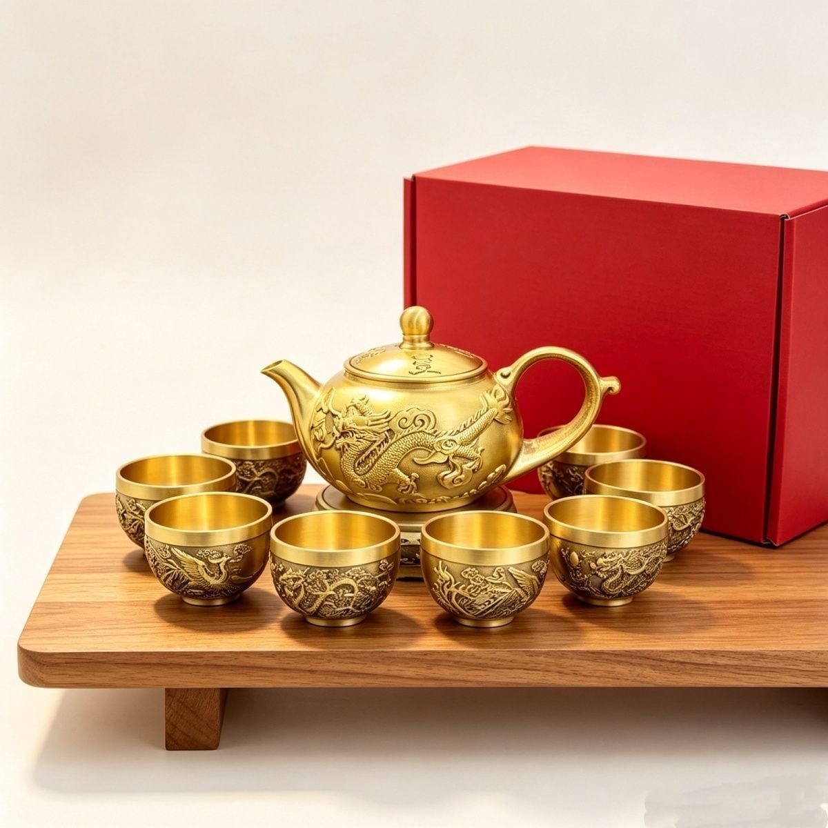  Ấm trà đồng rồng phượng cao cấp 
