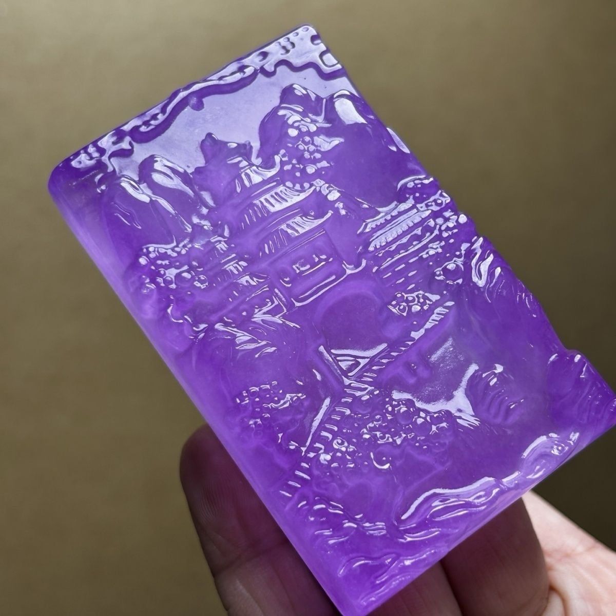  MẶT DÂY TRUYỀN  NGỌC TÍM VIOLET – ĐIÊU KHẮC SƠN THỦY TINH XẢO BKJECN-9501 