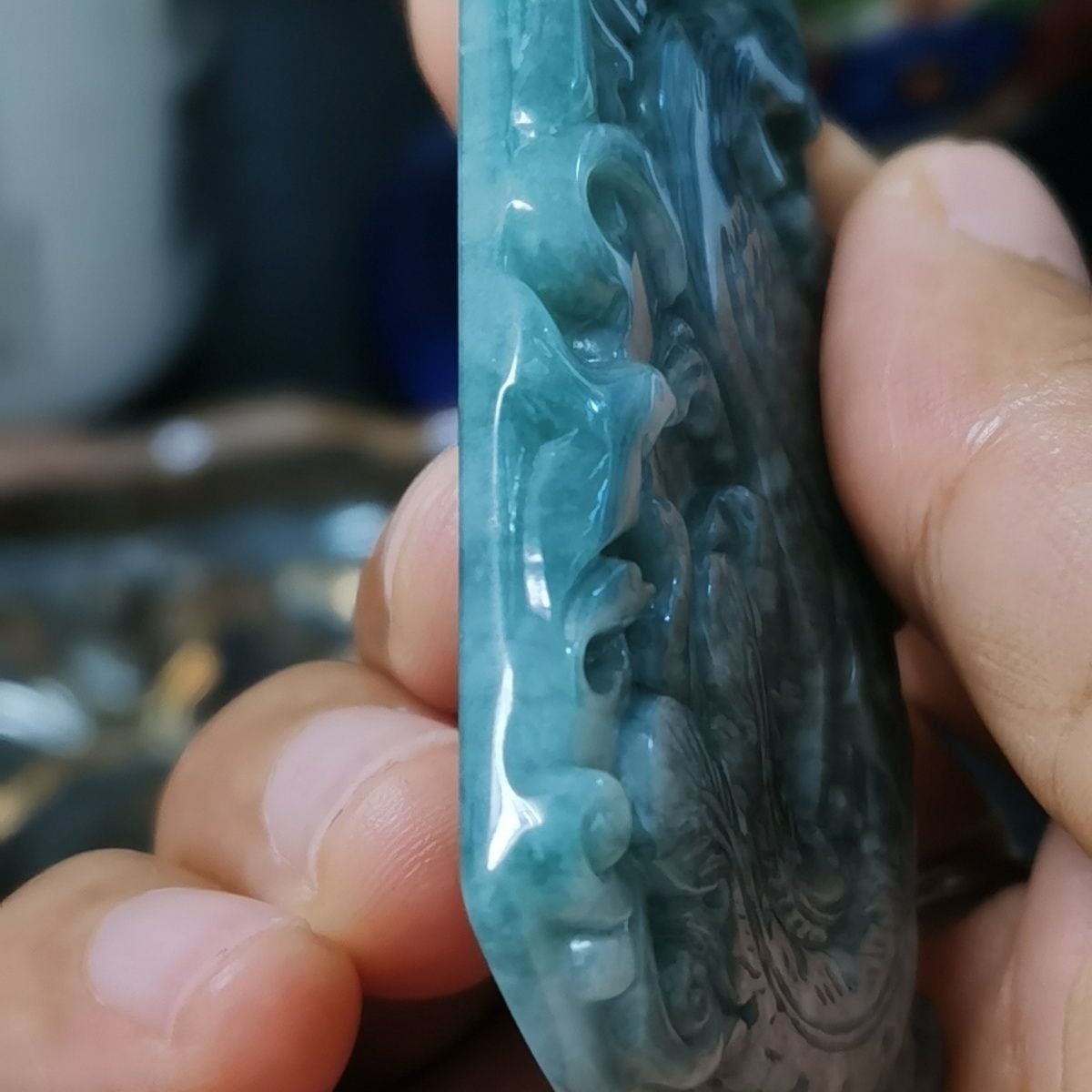  Mặt ngọc điêu khắc hình chim phượng hoàng gia 