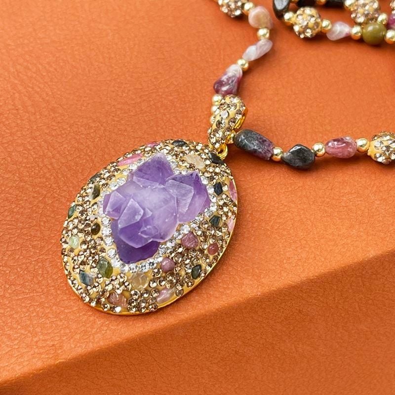  Dây Chuyền Thạch Anh Tím Gracetrend: Tuyệt Tác Bohemian Phong Thủy BKJECN-9511 