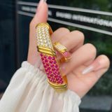  Bộ Trang Sức Nữ Vàng Giả Phong Cách Cổ Điển – Vòng Tay Bản Rộng & Nhẫn Hở, Đính Đá Màu Cao Cấp 