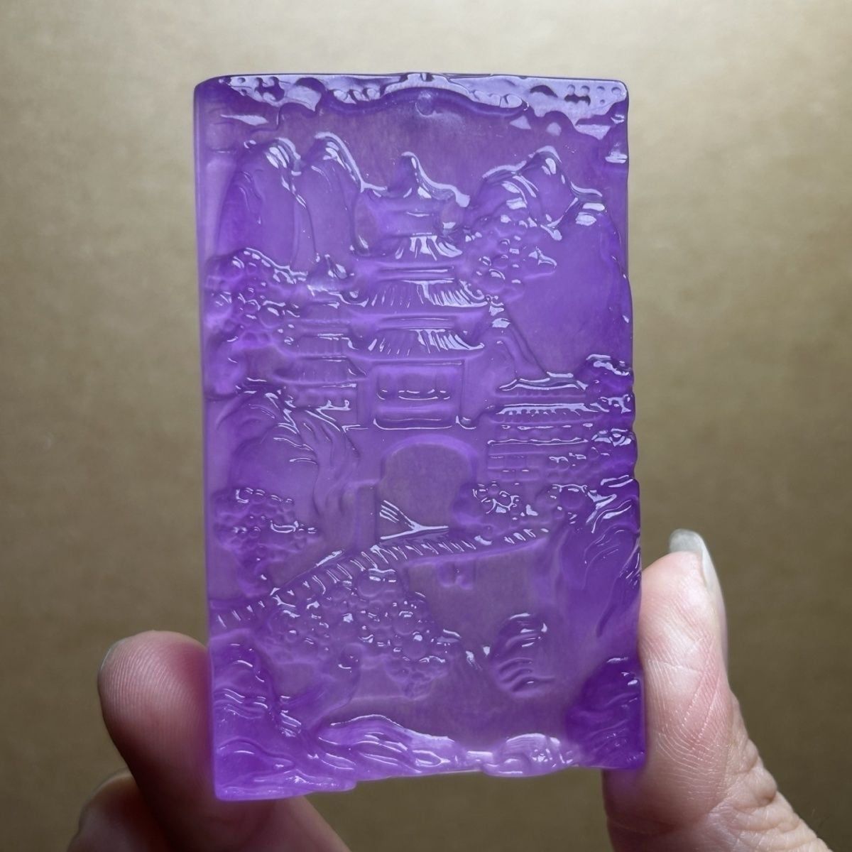  MẶT DÂY TRUYỀN  NGỌC TÍM VIOLET – ĐIÊU KHẮC SƠN THỦY TINH XẢO BKJECN-9501 