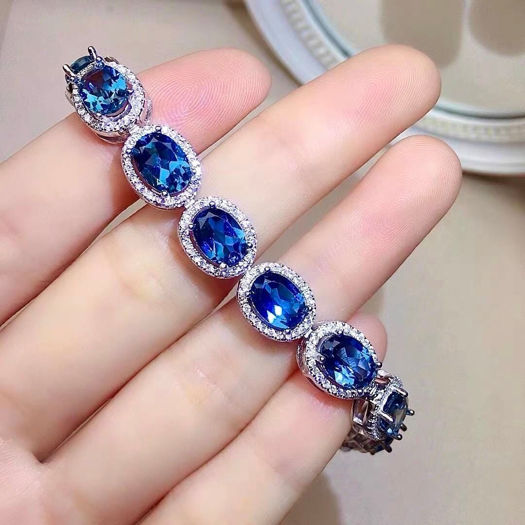  Lắc tay đính đá nam phi màu xanh dương 