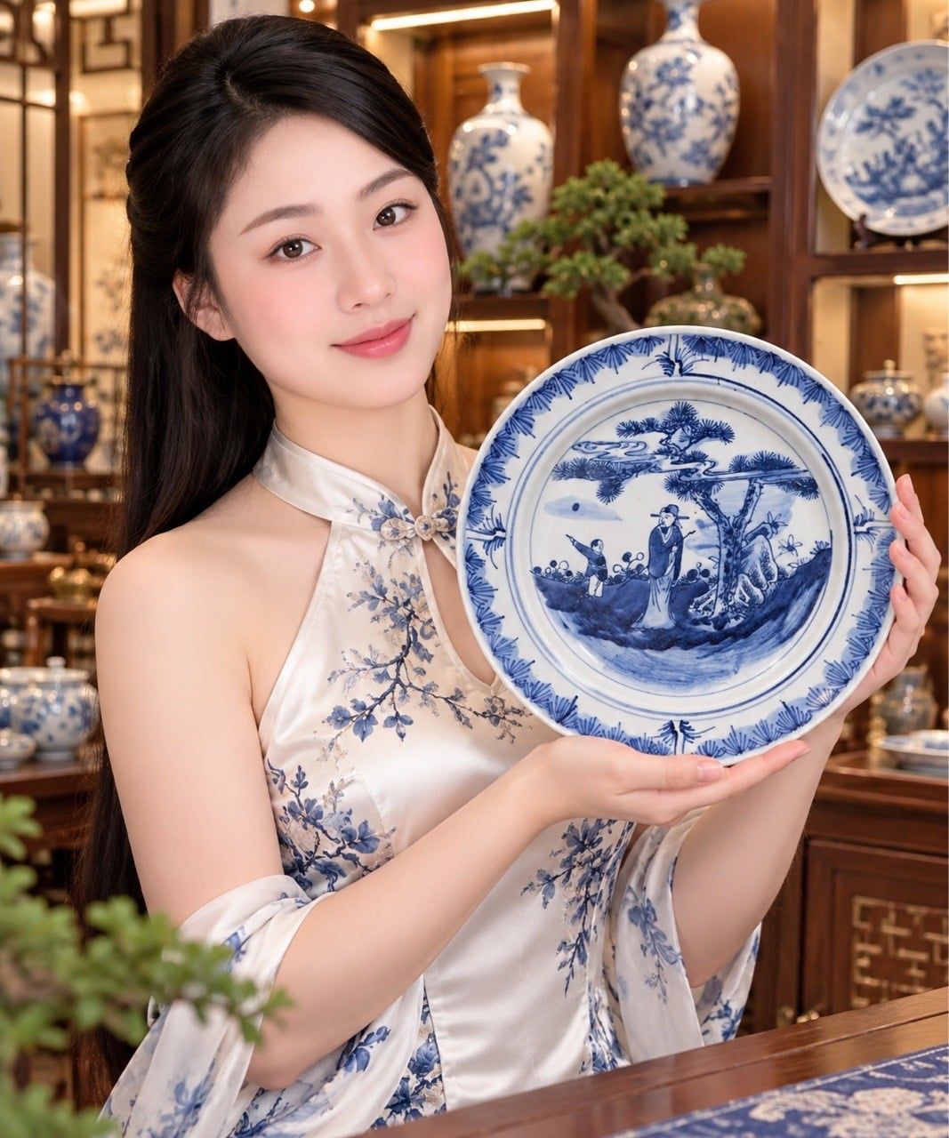  Đã cảnh gốm sứ men lam hàng sưu tầm 