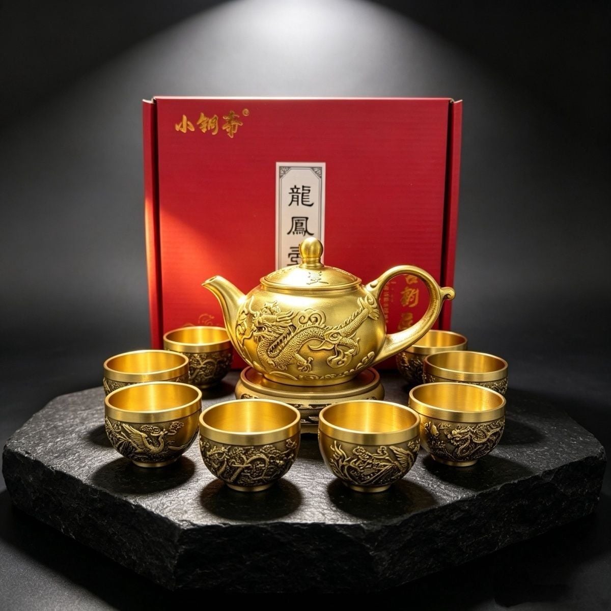  Ấm trà đồng rồng phượng cao cấp 