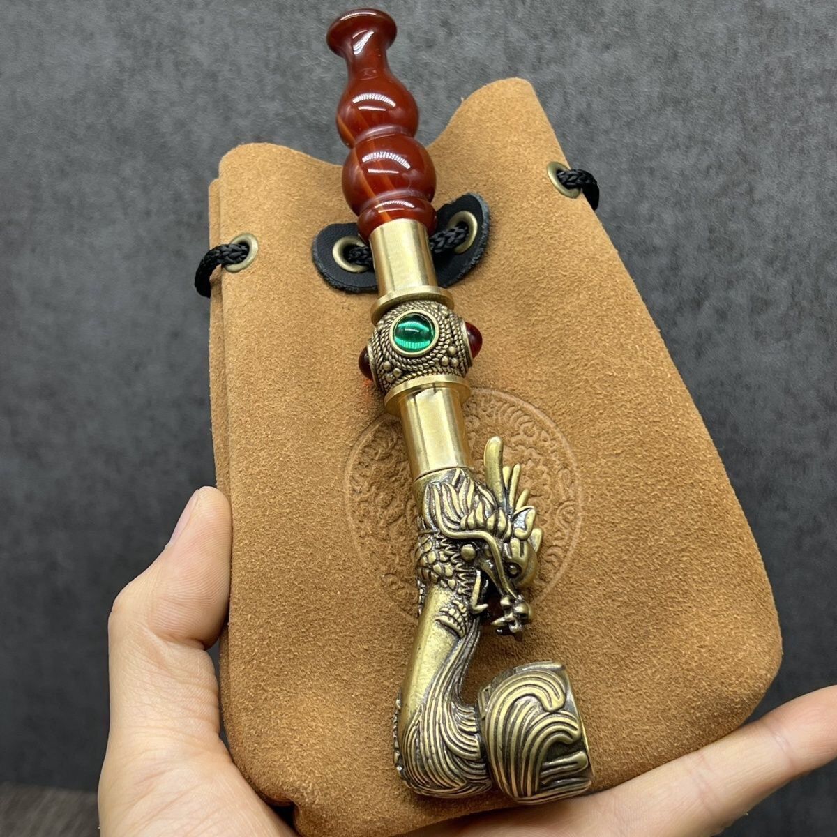  Tẩu ngọc bọc đồng màu đỏ BKĐ01 