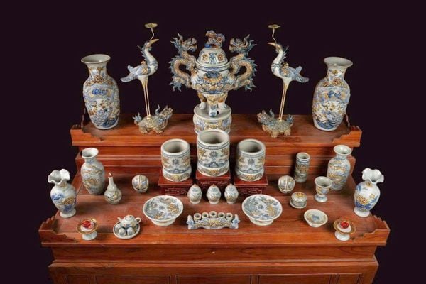  Bộ đồ thờ gốm sứ Bát Tràng men rạn BKCECN-9945 