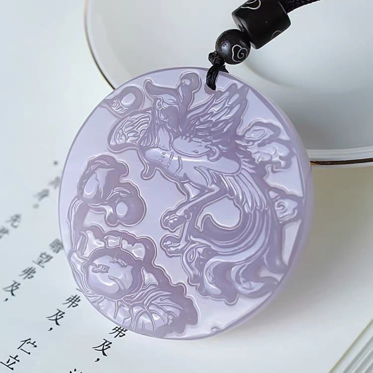  Mặt ngọc phỉ thuý màu tím hình phượng hoàng BKSTCN-9684 