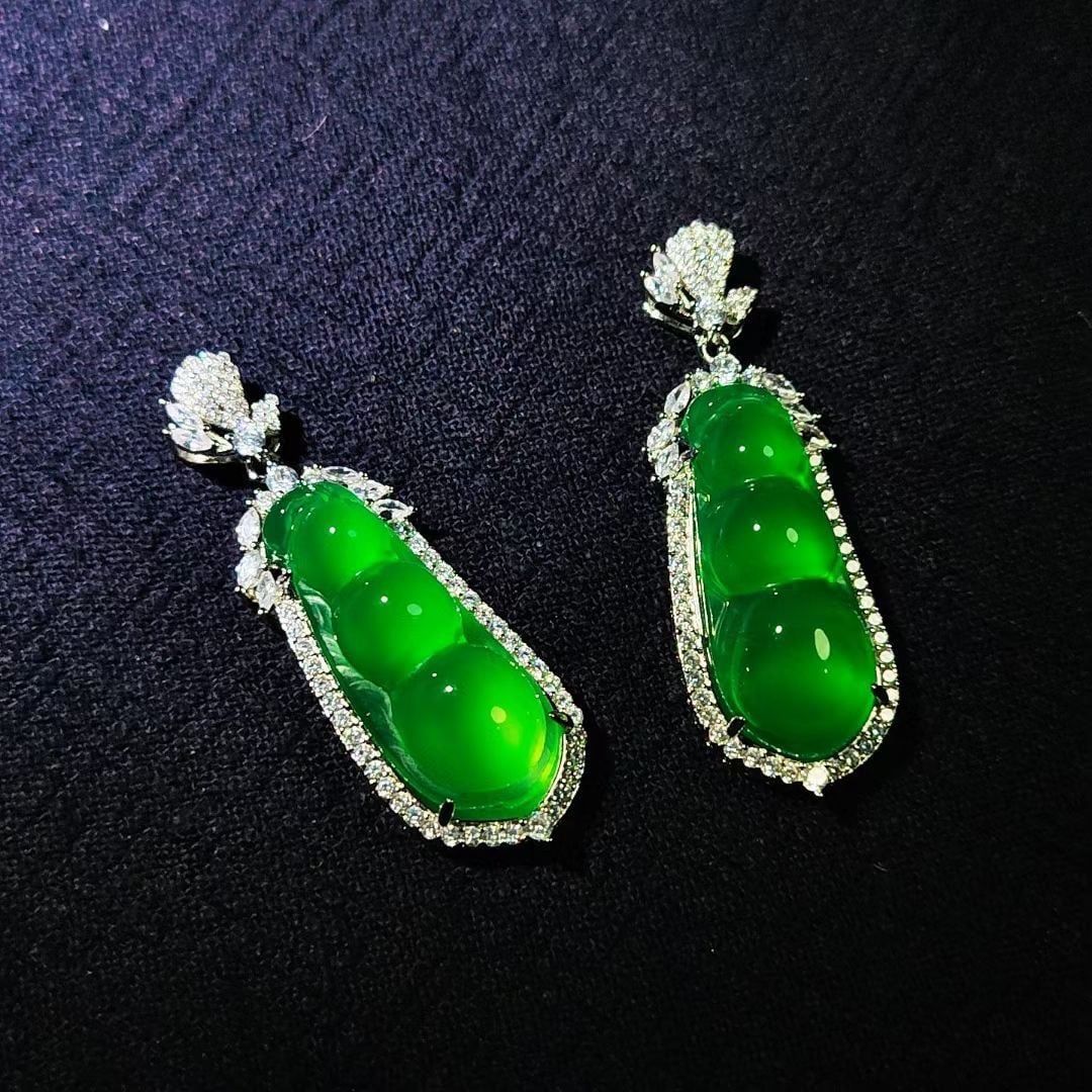  MẶT DÂY CHUYỀN TỨ QUÝ ĐẬU (PHÚC ĐẬU) CHALCEDONY XANH CAO BĂNG  – GIÁ SỈ TẬN XƯỞNG 