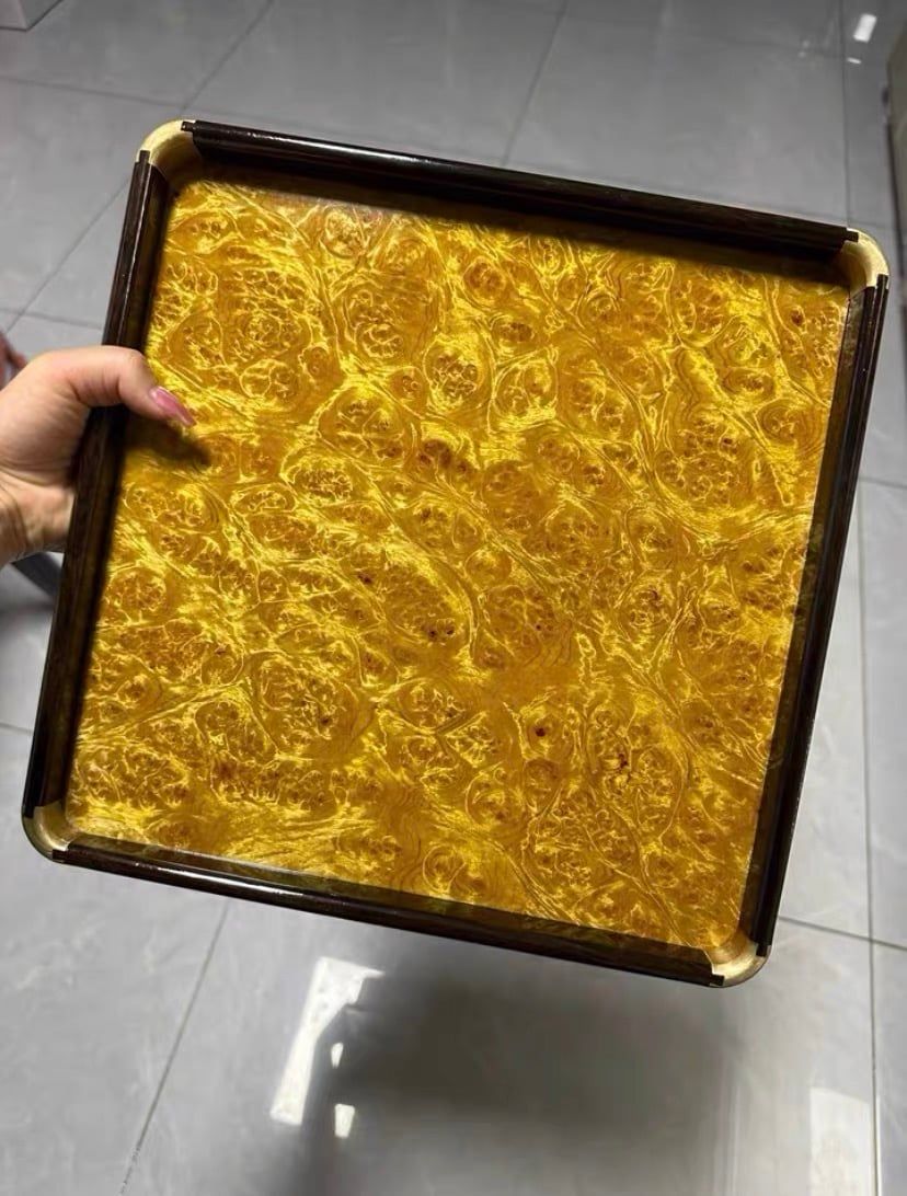  🌳 KHAY TRÀ GỖ MUN KHẢM HOÀNG CHƯƠNG VÂN NU CAO CẤP kt 30* 30 