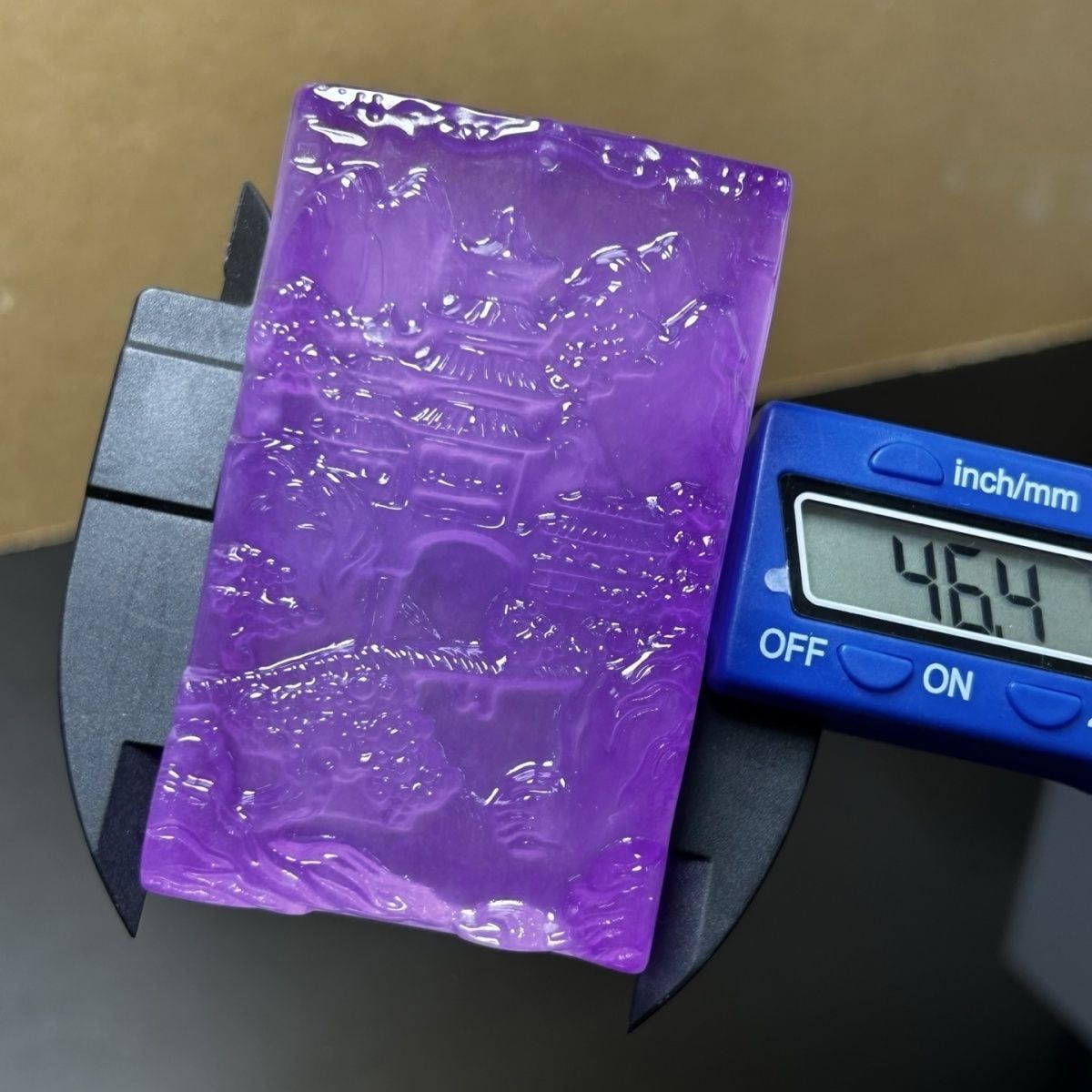  MẶT DÂY TRUYỀN  NGỌC TÍM VIOLET – ĐIÊU KHẮC SƠN THỦY TINH XẢO BKJECN-9501 