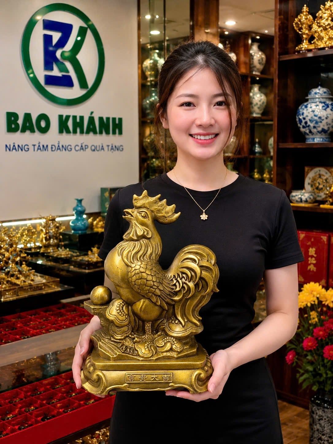  Tượng Gà Trống Bằng Đồng Phong Thủy Chiêu Tài Lộc BKMECN-10331 