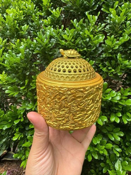  Xông trầm hương bằng đồng mạ vàng sưu tầm 