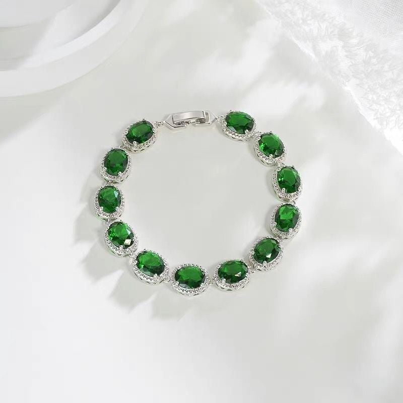  Lắc tay nữ đá quý  nam phi màu xanh lá xây 