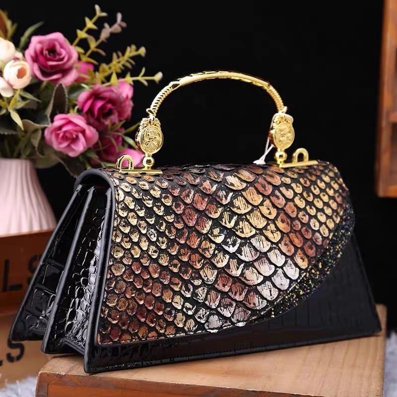  Túi Da Bò Thật Dập Vân Cá Sấu Dáng Công Nương BKFAVN-9460 