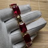  Lắc  tay ruby Nam Phi  Bọc bạc mạ vàng 18 k 