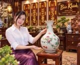  Combo Đôn gỗ khảm và bình quả đào 