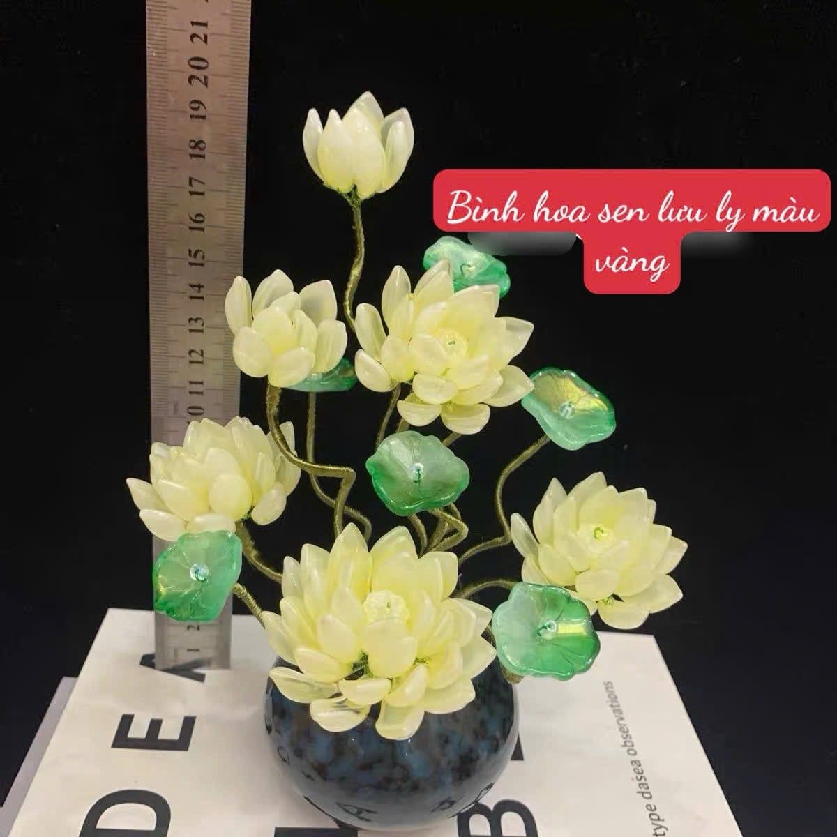  BÌNH HOA SEN LƯU LY TRANG TRÍ LÀM ĐỒ DECOR ĐẸP 