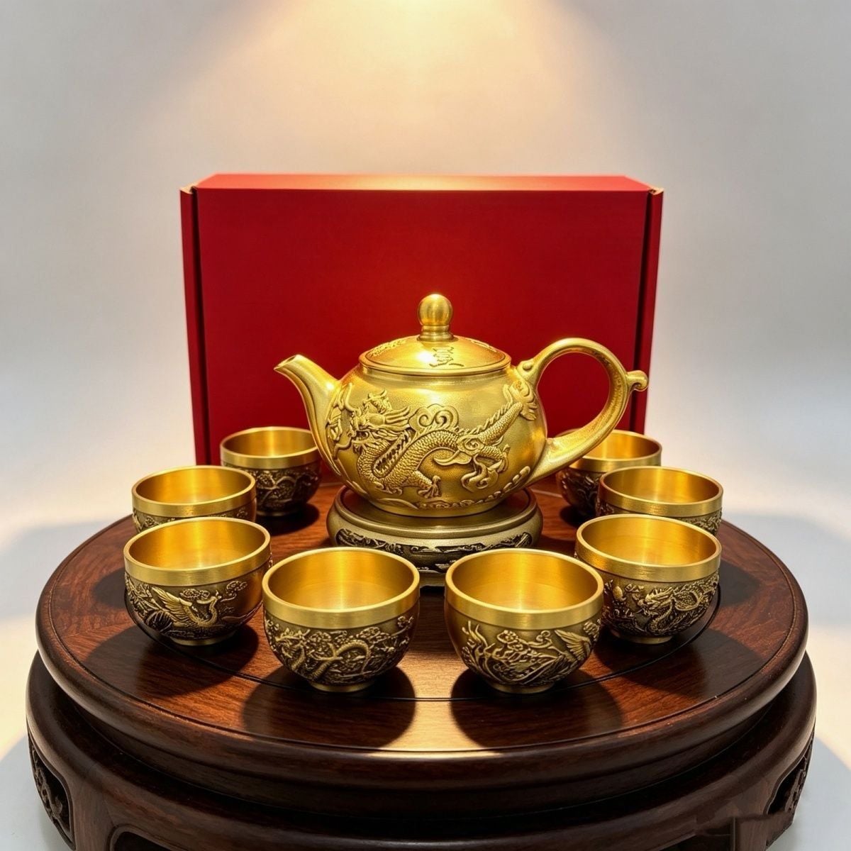  Ấm trà đồng rồng phượng cao cấp 