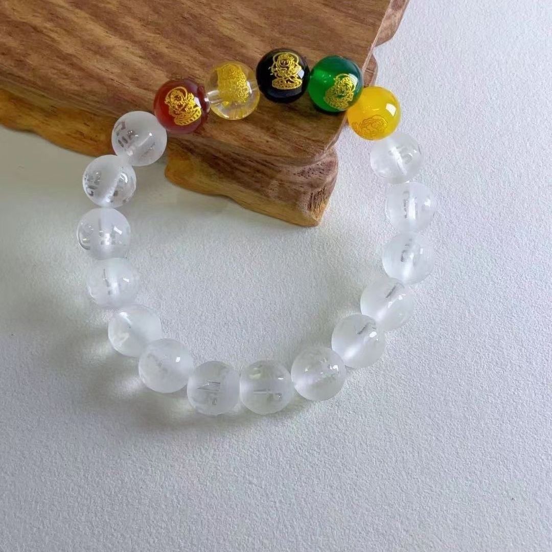  Vòng tay ngũ lộ thần tài thạch anh trắng 