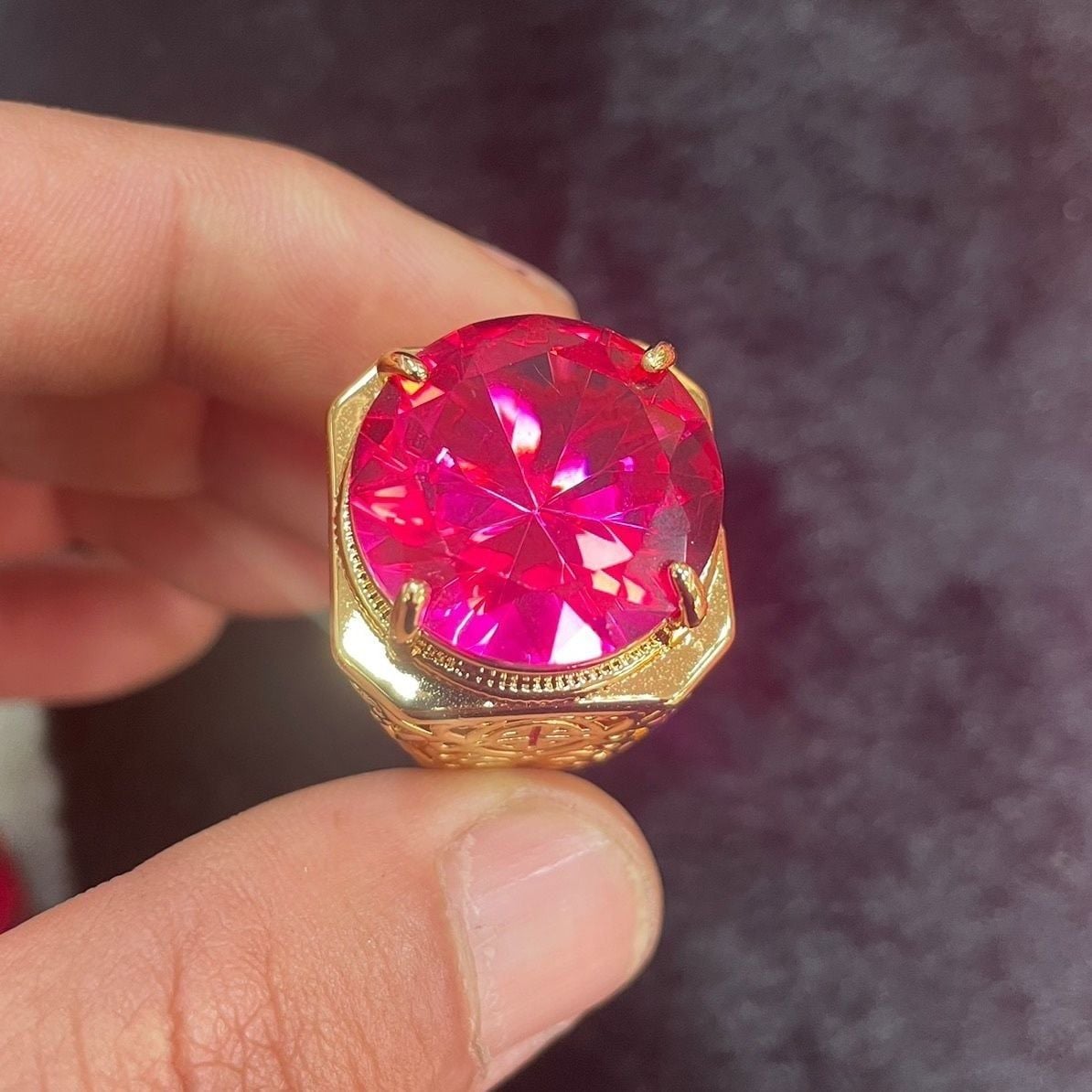  Nhẫn tay nam đính đá nam phi vàng 18 k BKJECN-9515 