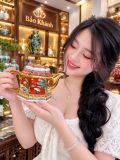  Ấm trà gốm sứ cung đình tứ cảnh màu đỏ 