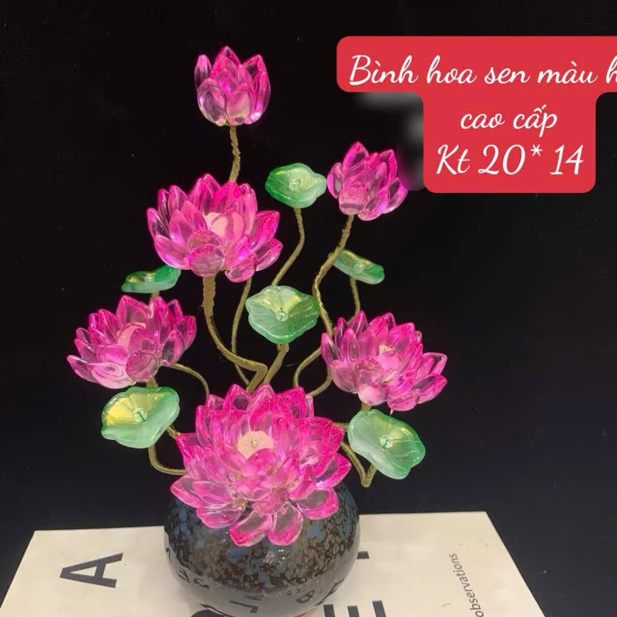  BÌNH HOA SEN LƯU LY TRANG TRÍ LÀM ĐỒ DECOR ĐẸP 