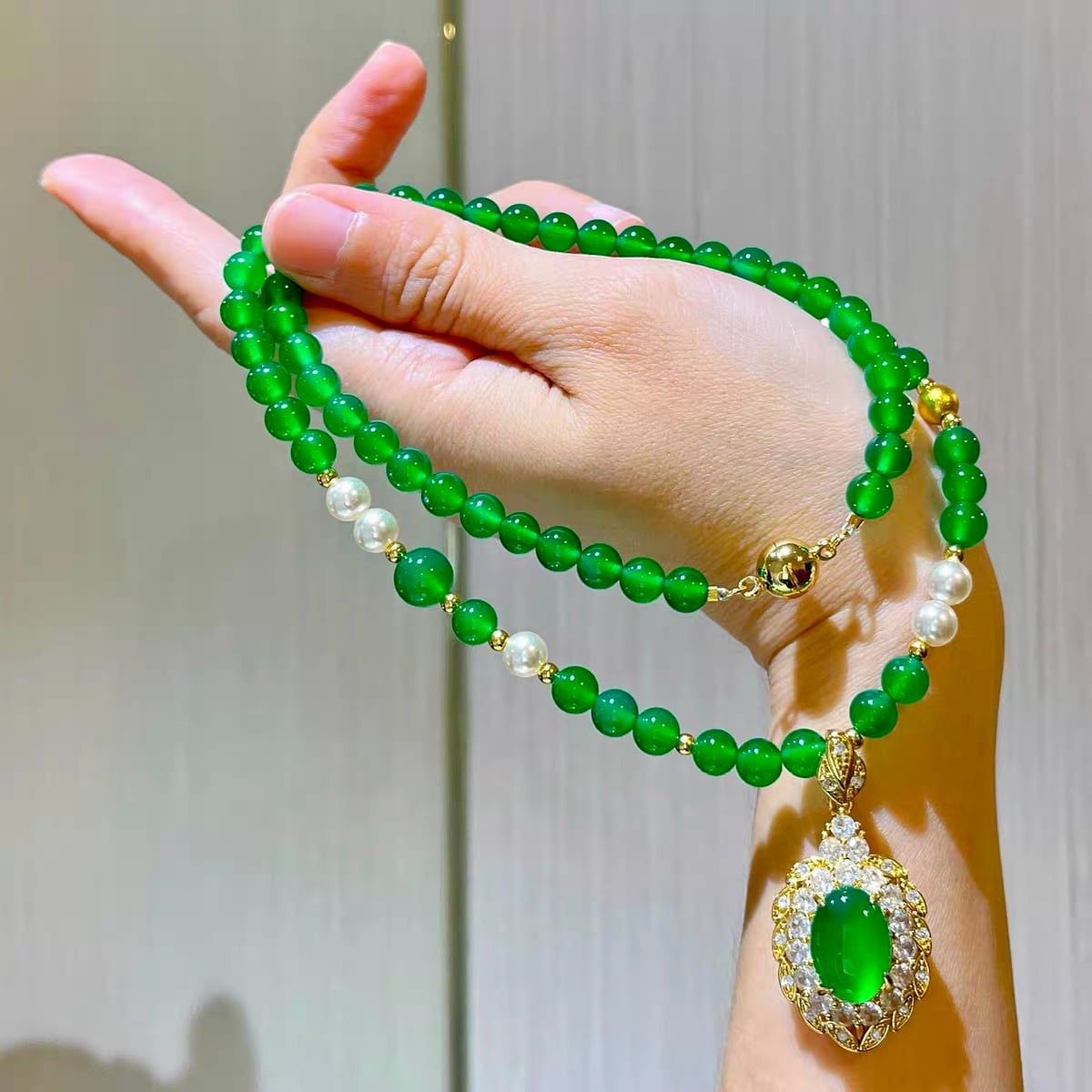  Vòng cổ ngọc bích giọt nước cao cấp cá tính 