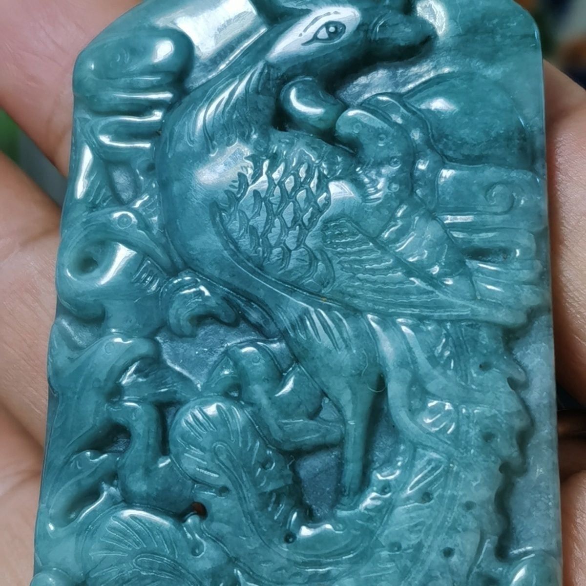  Mặt ngọc điêu khắc hình chim phượng hoàng gia 