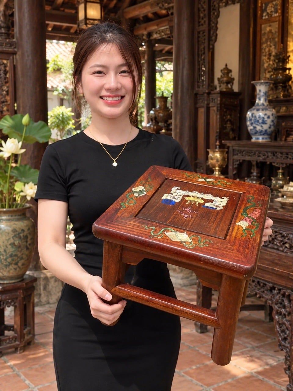  Đon gỗ trắc khảm trai 