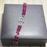  Lắc tay ruby Nam Phi đính kim cương bạc 925 