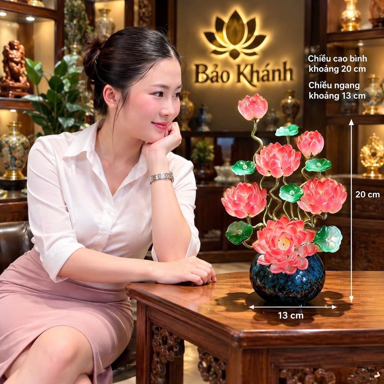  BÌNH HOA SEN LƯU LY TRANG TRÍ LÀM ĐỒ DECOR ĐẸP 