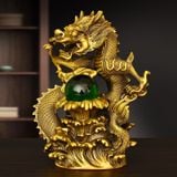  Rồng vờn ngọc   Kt 20* 9* 15 cm Chất liệu :đồng vàng 