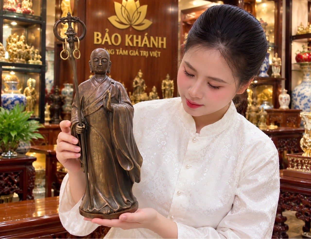  Tượng Phật địa tạng vương bốc tát bằng đồng 