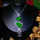  Dây chuyền mặt hồ lô đá Chalcedony xanh hoàng gia (độ trong suốt cao - Cao Băng Đế Vương Lục) dáng tua rua, bọc bạc 925 